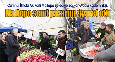 Kadem Başkan pazar tezgahında esnafla yemek yedi